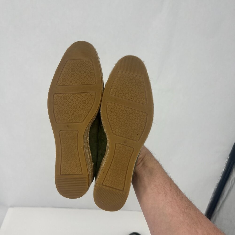 Tory Burch Heather Espadrille Ankle Wrap Wedge Leccio Green Suede - Picture 5 of 12